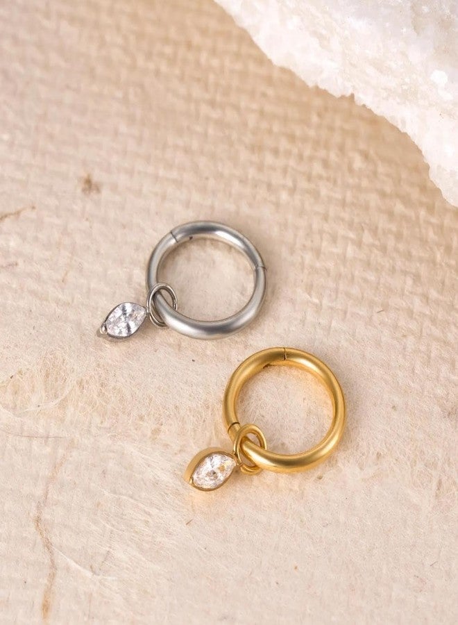 NONTAI Dangle Huggie Hoops Titanium,16G Rook Piercing Jewelry Gold Cartilage Helix Earring Conch Daith Earrings - Image 2